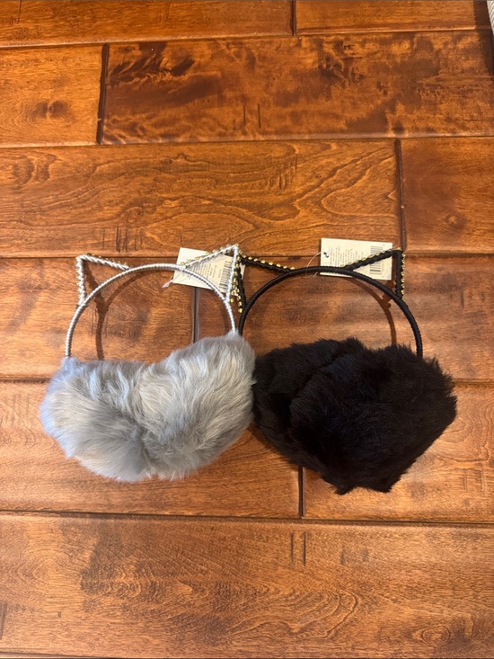 Accessories - Faux Fur Cat Ear Headbands - Gray & Black